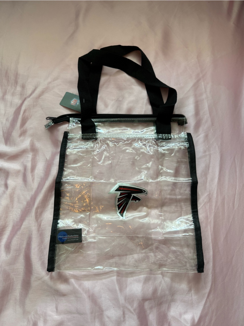 NFL Clear Tote Bag with Black Trim and Red Accent Falcons Logo